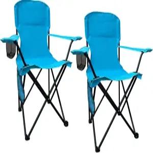 SAILARY 2PCS 접이식 야외 비치 캠프 의자 컵 홀더 보관 포켓 방수 가방 암 225LBS 파란색 지원