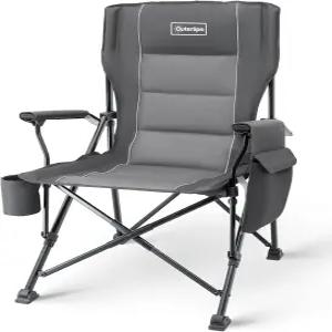 성인용 오버사이즈 접이식 캠핑 의자 무거운 사람을 위한 크고 높은 등 500파운드 지원 패딩 잔디 파티오