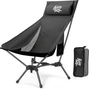 베개가 있는 오로라 트레일 하이백 접이식 캠핑 의자 컵 홀더와 휴대용 가방이 가벼운 야외 튼튼한