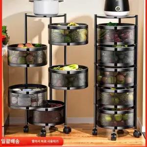 야채바구니 회전바구니 수납 다용도실 보관랙
