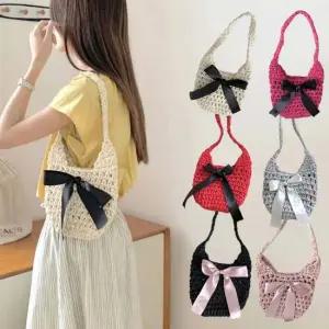 여성 리본 뜨개 숄더백 니트백 핸드메이드 가방