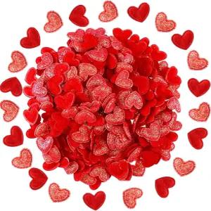 타투오 300개 발렌타인데이 펠트 하트 장식 글리터 색종이 조각 미니 모양 DIY 공예 발렌타인 웨딩 파티
