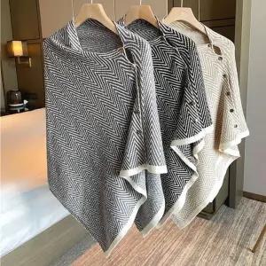 [에스에스_63]단추 조끼 코트 판초 얇은 숄머플러 케이프