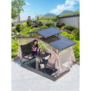 야외 테이블 세트 파라솔 움직이는 지붕 벤치 옵션4번 없는