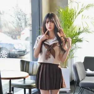 예쁜교복 교복몰 따뜻한 브라운 일본여고생 세라복 (반팔)