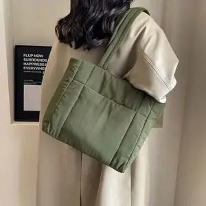 여성 퀼팅 패브릭 숄더 데일리 에코백