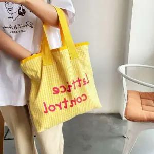 여성 백 옐로우 데일리 레터링 여성천가방 여성손가방 에코 예쁜