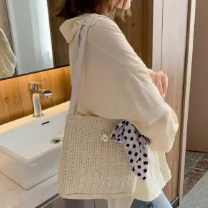 스카프 2컬러 여자 도트 가방 라탄 토트백 숄더백