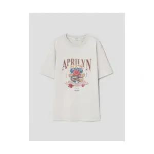 에잇세컨즈 반팔티셔츠 가먼트다잉 오버핏 그래픽 반소매 티셔츠 라이트 그레이 1724960