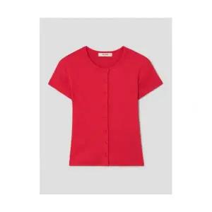 에잇세컨즈 반팔티셔츠 저지 반소매 골지 카디건 레드 1724954