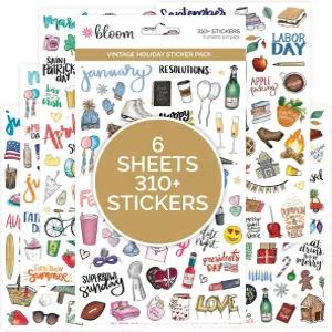 블룸 데일리 플래너 홀리데이 시즌 스티커 시트 - 빈티지 팩 탈착 및 재배치 가능 310개 이상의