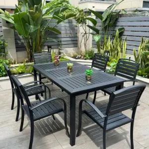 야외용 철제 테이블 세트 탁자 테라스 6인용