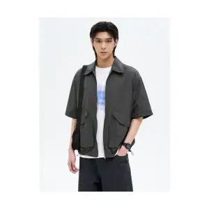 에잇세컨즈 8SECONDS 나일론 집업 반소매 아우터 애쉬 1724720