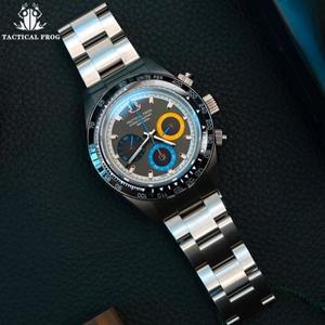 택티컬 프로그 41mm 남성용 크로노그래프 시계 VS75 솔라 쿼츠 무브먼트 방수 사파이어 그린 C3 루미너스