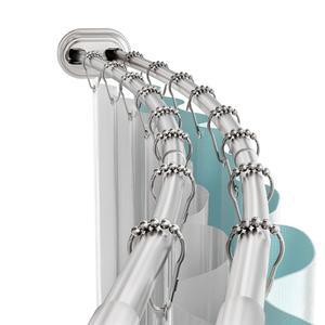 제나 홈 더블 커브드 샤워 커튼봉 드릴 없음 욕실용 50 72인치 조절 가능한 텐션 커브드 샤워봉 방청 더블봉 미끄럼 방지 샤워 공간 추가 새틴 니켈