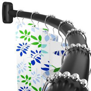 Tlooe 커브드 샤워 커튼봉 45 72인치 조절 가능한 아치형 샤워 커튼 커브드봉 욕실용 방청 라운드 네버폴 디자인 검은색 드릴링 필요