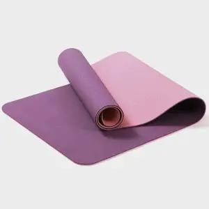 TBZ 양면 컬러 TPE 요가매트 6mm 183x61cm 퍼플 홈짐