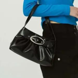 유니크 포인트 오벌 버클 레더 데일리 여성 숄더백