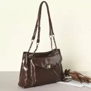 숄더백 체인줄 여성 광택 정장 출근 가방 카멜