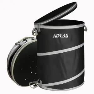 마당 쓰레기 및 캠핑용 AIFLAG 접이식 쓰레기통 단단한 바닥과 지퍼 뚜껑이 있는 42갤런 팝업 쓰레기봉투