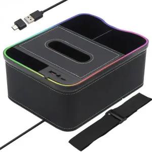 [하프클럽/]컵홀더 고속충전기 무드등 블랙 멀티 정리함