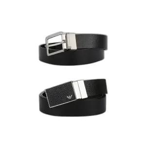 [엠포리오 아르마니] 남성 풀 그레인 레더 인터체인저블 버클 리버시블 벨트 블랙 Y4S225YMB4E 88001