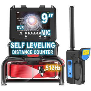 로케이터 거리 카운터 165피트 하수구 검사 카메라 9인치 1080P IPS 모니터 비디오 파이프 배수 IP68 산업용 보어스코프 스네이크 16GB 카드를 갖춘 애니선 카메라 셀프 레벨링