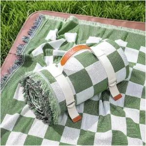 RYCHIC 2 in 1 초대형 야외 피크닉 매트 직조 여름 담요 보호 자이언트 비치 여행 필수 요가 액세서리 파크