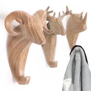 [하프클럽/]동물헤드 원목풍 헌팅트로피 후크옷걸이