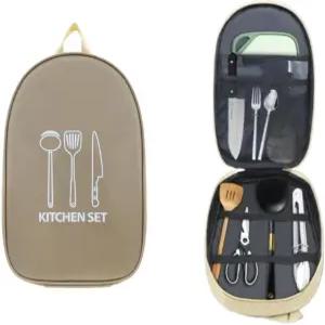 니시오시 캠핑 조리기구 보관 가방 세트 도구 휴대용 칼 포크 숟가락 도마 셰프 나이프 주방용품 보관함