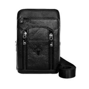슬림 가죽 빈티지 미니 크로스백 남성 핸드폰 블랙