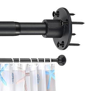 샤워 커튼봉 28 94인치 욕실 벽에 장착된 영구 산업용 샤워 커튼봉 녹 방지 스테인리스 스틸 블랙용 조절식 헤비 듀티 샤워봉