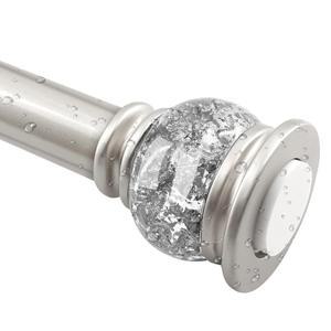 JZKaspar 샤워 커튼 로드 27 86인치 욕실용 직경 1인치 샤워 로드 창문용 드릴링 텐션 커튼 로드 없음 조절 가능한 스프링 텐션 로드 드릴링 없음 녹 실버