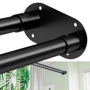 이중 샤워 커튼봉 28 76인치 벽걸이 이중 샤워봉 녹슬지 않음 욕실 세탁실 욕조 등을 위한 검은색 샤워 커튼