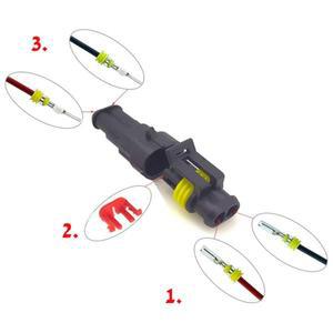 10PCS 2핀 자동차 차량용 호환 방수 전기 커넥터 플러그 트럭 보트 바이크 오토바이 호환 16 AWG