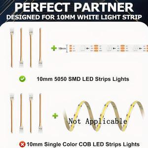 10/15개 10mm 3핀 무납땜 스트립 투 와이어 퀵 커넥터 단일 색상 LED 무선