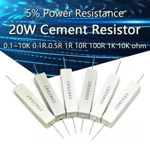 2PCS 20W 5% 시멘트 저항기 전력 0.1R-10K 0.47 1 1.5 2.2 2.5 3 4.7 5.1 6 10 24 33 1.8K 옴