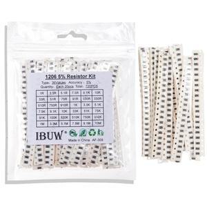 36 값 각 20pcs 1206 SMD 저항기 키트 1/4W 0.25W 5% 1ohm~10Mohm 구성 요소 diy 1R 3.3R 5.1R 1K 1M