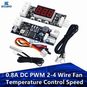 단일 12V 0.8A DC PWM 2-4 와이어 팬 온도 제어 속도 컨트롤러 섀시 컴퓨터 소음 감소 모듈 NTC B 50K 3950