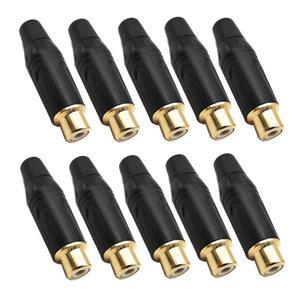 10pcs 레드 블랙 RCA 여성 플러그 알루미늄 쉘 오디오 비디오 케이블 커넥터 구리 금도금 남성 로터스 헤드