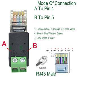 1pc RJ45 남성 485 2핀 4 5P 나사 고정 터미널 어댑터 커넥터 분배기 CCTV DVR