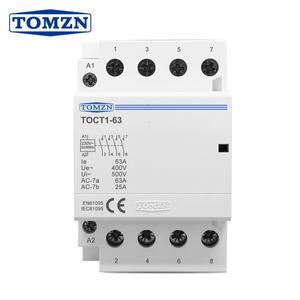 TOCT1 4P 63A 220V 코일 400V~ 50/60Hz Din 레일 가정용 AC 모듈형 접촉기 4NO 2NO2NC 4NC