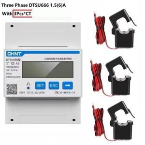 CHINT DDSU666 DTSU666 80A Din 레일 디지털 전압계 전류 전력 전기 에너지 KWH 미터 볼트 앰프 Modbus RS4