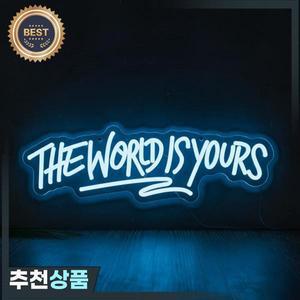 세상은 너의 것 LED 네온 사인 - 스위치가  USB 전원 벽걸이형 쿨 화이트 플라스틱 조명 홈 데코  파티 분