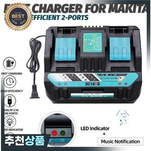형 더블 리튬 이온 배터리 충전기 4A 충전 전류 마키타 14.4V 18V BL1830 Bl1430 DC18RC DC18RA 고속