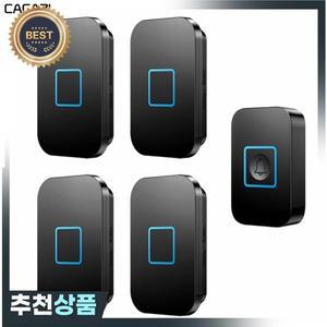 스마트 무선 초인종 방수 1 버튼 4 수신기 300M 원격 미국 EU 영국 AU 플러그 지능형 홈 LED 라이트 도어