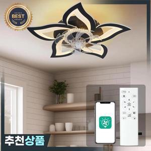 조명  원격 천장 팬 선풍기 플러시 마운트 조도 조절 가능 6 단 LED 조명 침실 거실