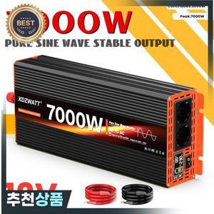 7000W 피크 전력 순수 사인파 인버터 DC 12V에서 AC 220V 230V로 변환 RV 여행  가전제품용 EU 소켓 LCD 디