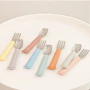 네오실리 국산 스텐 코알라 스푼포크 이유식 숟가락 세트