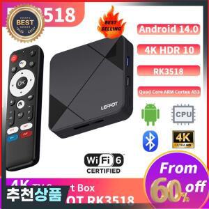 NEW LEFFOT RK3518 TV 박스 안드로이드 14.0 쿼드 코어 A53 Rockchip 스마트 4k Wifi6 HDR 구글 음성 미디